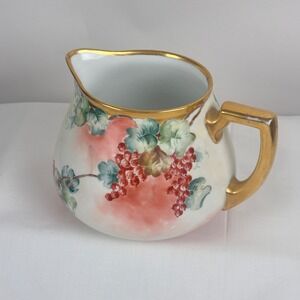 H&Co Selb Bavaria‎ Pitcher Cider Lemonade Hand Painted Grapes Signed M. Fischer